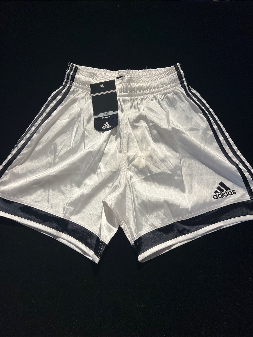 Vintage 2003 adidas Men’s White Athletic soccer Shorts with Black Stripes NWT